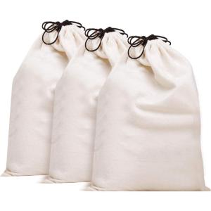 imageMISSLO Cotton Breathable Dustproof Drawstring Storage Pouch Bag Pack 3 LL