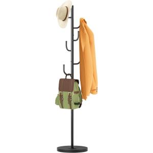 imageMISSLO Heavy Duty Coat Rack Freestanding 4 Adjustable Size Coat Tree with Stable Wood Base Coat Hanger Stand with 6 Hooks Standing Clothes Tree for Bedroom BlackBlack