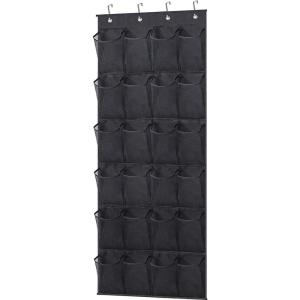 imageMISSLO Over The Door Shoe Organizer 24 Large Mesh Pockets Whiteall black