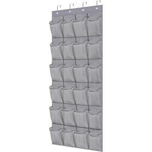 imageMISSLO Over The Door Shoe Organizer 24 Large Mesh Pockets Whitegray