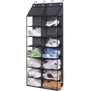 imageMISSLO Over The Door Shoe Rack for Door fit 14 Pairs Dustproof Over The Door Shoe Organizer Hanging for Closet Storage