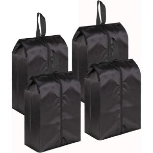 imageMISSLO Portable Nylon Travel Shoe Bags with Zipper Closure Pack 4 BlackBlack