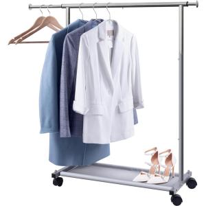 imageMISSLO Short Clothing Racks for Hanging Clothes with Bottom Shelves and Wheels Heavy Duty Rolling Clothes Rack Kids Clothing Rack for Adult Coat Closet Wardrobe BlackSilver