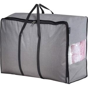 imageMISSLO Thick Over Size Storage Bag Folding Organizer Bag Under Bed Storage College Carrying Bag for Bedding Comforters Blanket Clothes Grey