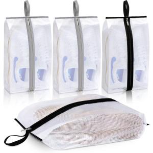 imageMISSLO Waterproof Shoe Bags for Travel 4 Pack XXLarge Shoe Storage Bag Clear Sneaker Pouch Portable Boots Organizer with Sturdy Zipper for Men ampamp WomenXXL
