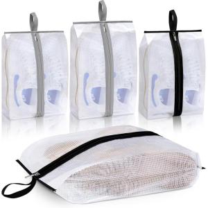 imageMISSLO Waterproof Shoe Bags for Travel 4 Pack XXLarge Shoe Storage Bag Clear Sneaker Pouch Portable Boots Organizer with Sturdy Zipper for Men ampamp WomenXLXXL