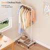 imageMISSLO Small Clothes Racks for Hanging Clothes Clothing Rack with Wheels 60quot Garment Rack with Shelves Portable Rolling Wardrobe Rack for Small Space WhiteWhite