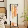 imageMISSLO Small Clothes Racks for Hanging Clothes Clothing Rack with Wheels 60quot Garment Rack with Shelves Portable Rolling Wardrobe Rack for Small Space WhiteBlack