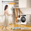 imageMISSLO Small Clothes Racks for Hanging Clothes Clothing Rack with Wheels 60quot Garment Rack with Shelves Portable Rolling Wardrobe Rack for Small Space WhiteWhite