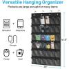 imageMISSLO Cell Phone Pocket Chart for Classroom with 36 Modern Number Stickers Over The Door Calculator Holder for Wall Mount Clear Hanging Cell Phone Holder Classroom Storage Organizer Black