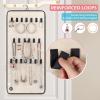 imageMISSLO Dualsided Hanging Jewelry Organizer with 40 Pockets and 20 Hook ampamp Loops Closet Necklace Holder for Earring Bracelet Ring Chain with Rotating Hanger BeigeBeige