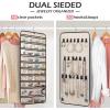 imageMISSLO Dualsided Hanging Jewelry Organizer with 40 Pockets and 20 Hook ampamp Loops Closet Necklace Holder for Earring Bracelet Ring Chain with Rotating Hanger BeigeBeige