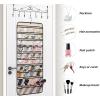 imageMISSLO Dualsided Hanging Jewelry Organizer with 40 Pockets and 20 Hook ampamp Loops Closet Necklace Holder for Earring Bracelet Ring Chain with Rotating Hanger BeigeBeige