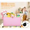 imageMISSLO Large Toy Box with Wheels Big Toy Chest for Kids Organizer Toy Storage Bin 124L BlackPink
