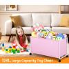 imageMISSLO Large Toy Box with Wheels Big Toy Chest for Kids Organizer Toy Storage Bin 124L BlackPink
