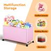 imageMISSLO Large Toy Box with Wheels Big Toy Chest for Kids Organizer Toy Storage Bin 124L BlackPink