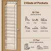 imageMISSLO 12 Tier Over the Door Shoe Organizer Breathable Mesh Hanging Shoe Rack for Closet Storage Shoe Holder for Door Fit 24 Pairs Sandals Heels Boots PinkBeige