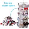 imageMISSLO 30 Large Pockets Dual Sided Hanging Shoe Organizer for Closet with Rotating Hanger Hanging Shoe Shelves GreyWhite