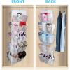 imageMISSLO 30 Large Pockets Dual Sided Hanging Shoe Organizer for Closet with Rotating Hanger Hanging Shoe Shelves GreyWhite
