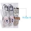 imageMISSLO 30 Large Pockets Dual Sided Hanging Shoe Organizer for Closet with Rotating Hanger Hanging Shoe Shelves GreyWhite