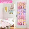 imageMISSLO 35 Large Pockets Over The Door Shoe Organizer Sturdy Oxford Fabric Hanging Shoe Rack for Door Mesh Closet Shoe Holder Hanger WhitePink
