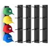 imageMISSLO 4 Pack Hat Rack for Wall with Wider Slots Display Hat Organizer for Baseball Caps Holds 16 Ball Cap Storage Organizer for Closet Wall Mounted Bedroom DoorBlack