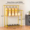 imageMISSLO Double Rods Garment Rack Heavy Duty Clothing Rack for Hanging Clothes Portable Clothes Organizer for Bedroom Living Room Clothing Store Black with wheelsGold