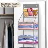 imageMISSLO Full Clear PVC Over the Door Organizer Hanging Closet Storage with 5 Large Pockets and 3 Top Plastic Pouches for Pantry Bathroom Bedroom to Store Clothes Diapers