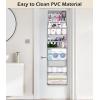 imageMISSLO Full Clear PVC Over the Door Organizer Hanging Closet Storage with 5 Large Pockets and 3 Top Plastic Pouches for Pantry Bathroom Bedroom to Store Clothes Diapers