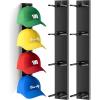 imageMISSLO 4 Pack Hat Rack for Wall with Wider Slots Display Hat Organizer for Baseball Caps Holds 16 Ball Cap Storage Organizer for Closet Wall Mounted Bedroom DoorBlack