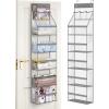 imageMISSLO Full Clear PVC Over the Door Organizer Hanging Closet Storage with 5 Large Pockets and 3 Top Plastic Pouches for Pantry Bathroom Bedroom to Store Clothes Diapers