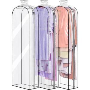 imageMISSLO 10quot Gusseted All Clear Garment Bags for Hanging Clothes 40quot Suit Bags for Closet Storage Hanging Clothes Storage Suit Cover for Shirts Coats Dresses 3 Packs60 inch