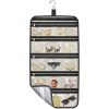imageMISSLO Large Hanging Jewelry Organizer Travel Foldable Jewelry Roll Storage Case with 14 Cotton Zippered Pockets for Closet Traveling SuitcaseWhite