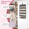 imageMISSLO Large Hanging Jewelry Organizer Travel Foldable Jewelry Roll Storage Case with 14 Cotton Zippered Pockets for Closet Traveling SuitcaseWhite