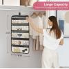imageMISSLO Large Hanging Jewelry Organizer Travel Foldable Jewelry Roll Storage Case with 14 Cotton Zippered Pockets for Closet Traveling SuitcaseWhite