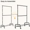 imageMISSLO Heavy Duty Clothes Rack for Hanging Clothes Rolling Clothing Rack Heavy Duty on Wheels for Coat Garment Matte Black Double RodDouble Rod