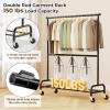imageMISSLO Heavy Duty Clothes Rack for Hanging Clothes Rolling Clothing Rack Heavy Duty on Wheels for Coat Garment Matte Black Double RodDouble Rod