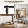 imageMISSLO Heavy Duty Clothes Rack for Hanging Clothes Rolling Clothing Rack Heavy Duty on Wheels for Coat Garment Matte Black Double RodSingle Rod