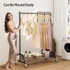 imageMISSLO Heavy Duty Clothing Rack with Wheels Rolling Clothes Racks for Hanging Clothes Coats Garment Dress GoldBlack