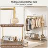 imageMISSLO Heavy Duty Clothing Rack with Wheels Rolling Clothes Racks for Hanging Clothes Coats Garment Dress GoldGold