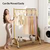 imageMISSLO Heavy Duty Clothing Rack with Wheels Rolling Clothes Racks for Hanging Clothes Coats Garment Dress GoldGold