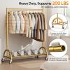 imageMISSLO Heavy Duty Clothing Rack with Wheels Rolling Clothes Racks for Hanging Clothes Coats Garment Dress GoldGold