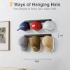 imageMISSLO Hat Rack for Wall with 2Way Display Hat Hooks for Wall Hanger 2 Pack Holds 12 Baseball Cap Holder Organizer for Closet Wall Mounted Bedroom StorageBlack