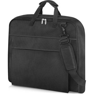 imageMISSLO Carry On Garment Bags for Travel with Shoe Compartment 42 Suit Travel Bags for Men Heavy duty Fabric Luggage Hanging Bag for Clothes Suit Carrier with Shoulder Strap for Business Trips Black