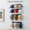 imageMISSLO Hat Rack for Wall with 2way Display Hat Hooks for Wall Hanger 4 Pack Holds 24 Baseball Cap Holder Organizer for Closet Wall Mounted Bedroom Storage