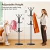 imageMISSLO Heavy Duty Coat Rack Freestanding with Stable Wood Base Modern Gold Coat Tree with 12 Hooks Adjustable Coats Hanger Stand Stylish Standing Clothes Tree for Entryway Bedroom Corner HallBlack