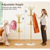 imageMISSLO Heavy Duty Coat Rack Freestanding with Stable Wood Base Modern Gold Coat Tree with 12 Hooks Adjustable Coats Hanger Stand Stylish Standing Clothes Tree for Entryway Bedroom Corner HallGold