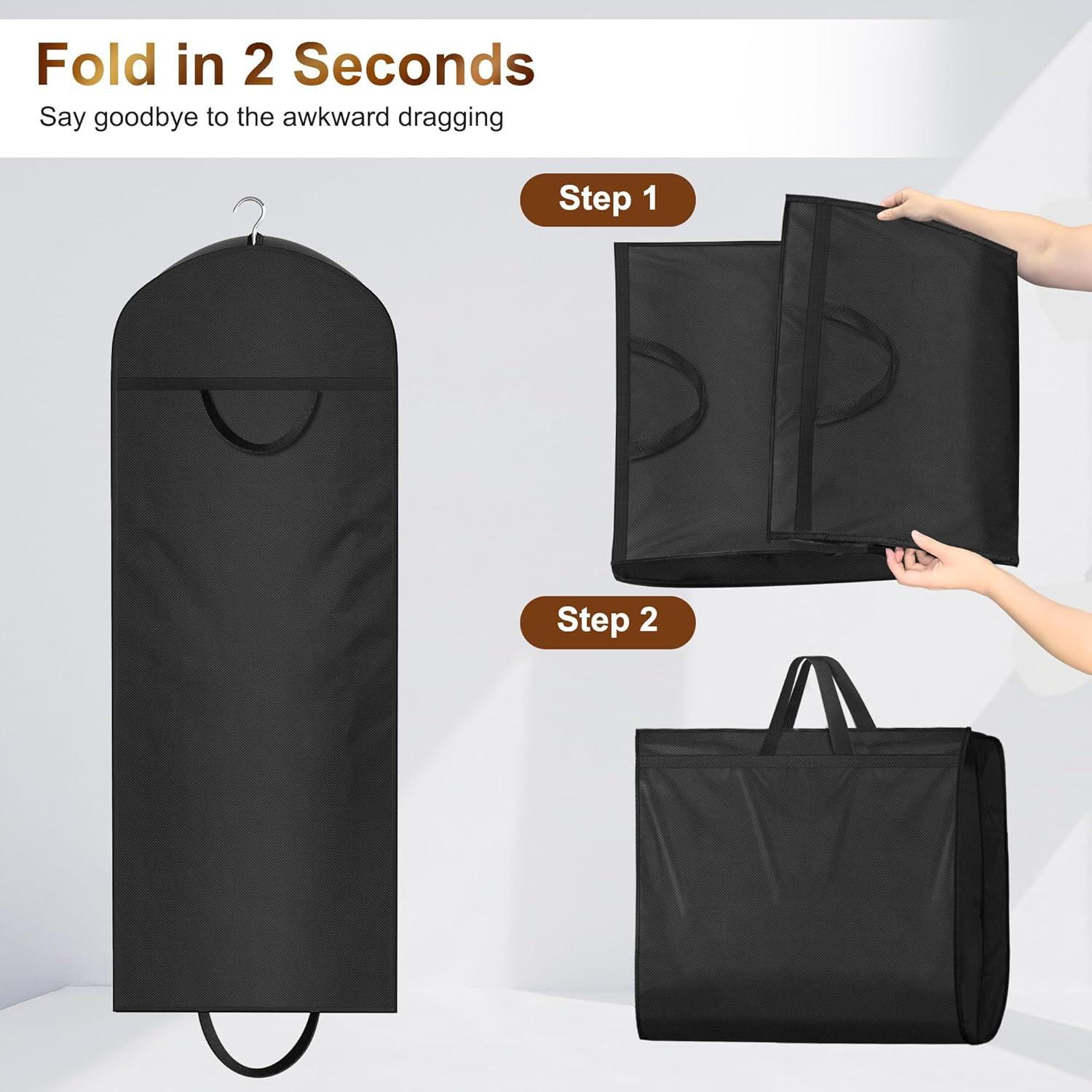imageMISSLO 65quot Long Garment Bags for Travel for Women Heavy Duty Dress Bags for Gowns 4quot Gusseted Dress Protector Bag for Closet Storage Clothing Covers for Hanging Clothes Wedding Dresses Storage