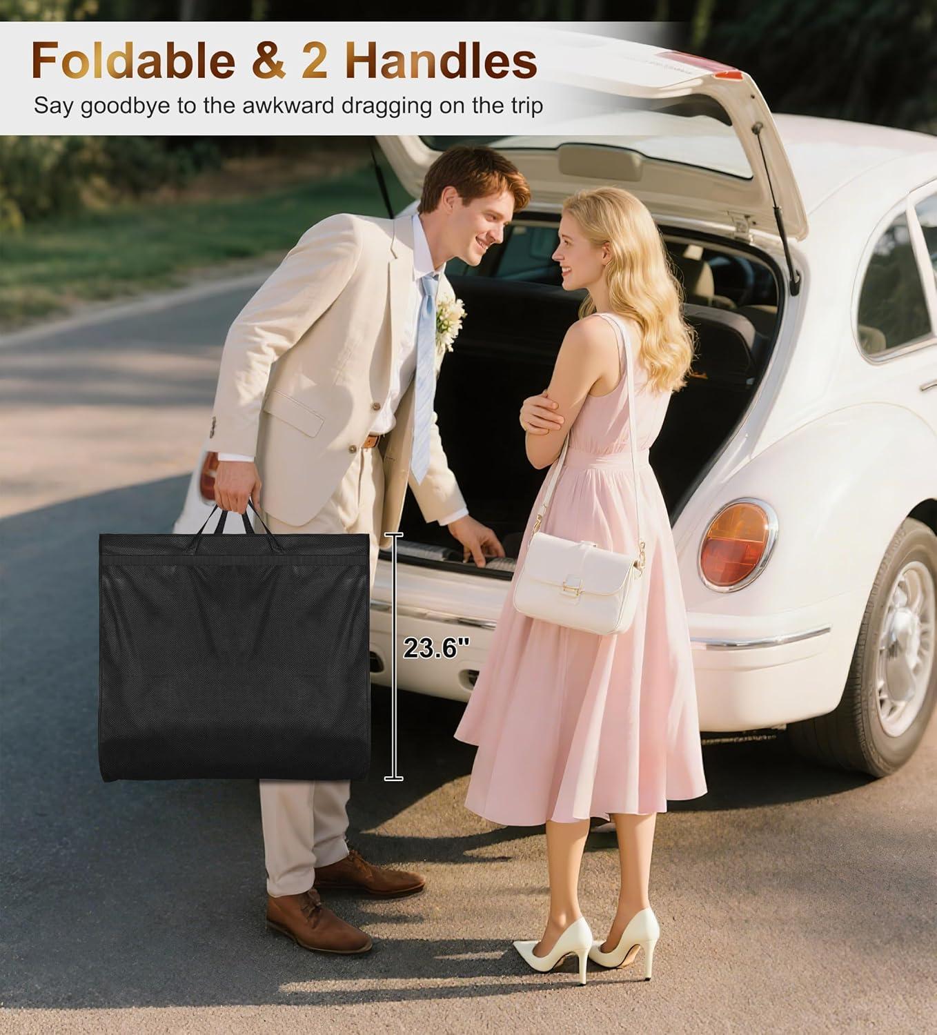 imageMISSLO 65quot Long Garment Bags for Travel for Women Heavy Duty Dress Bags for Gowns 4quot Gusseted Dress Protector Bag for Closet Storage Clothing Covers for Hanging Clothes Wedding Dresses Storage