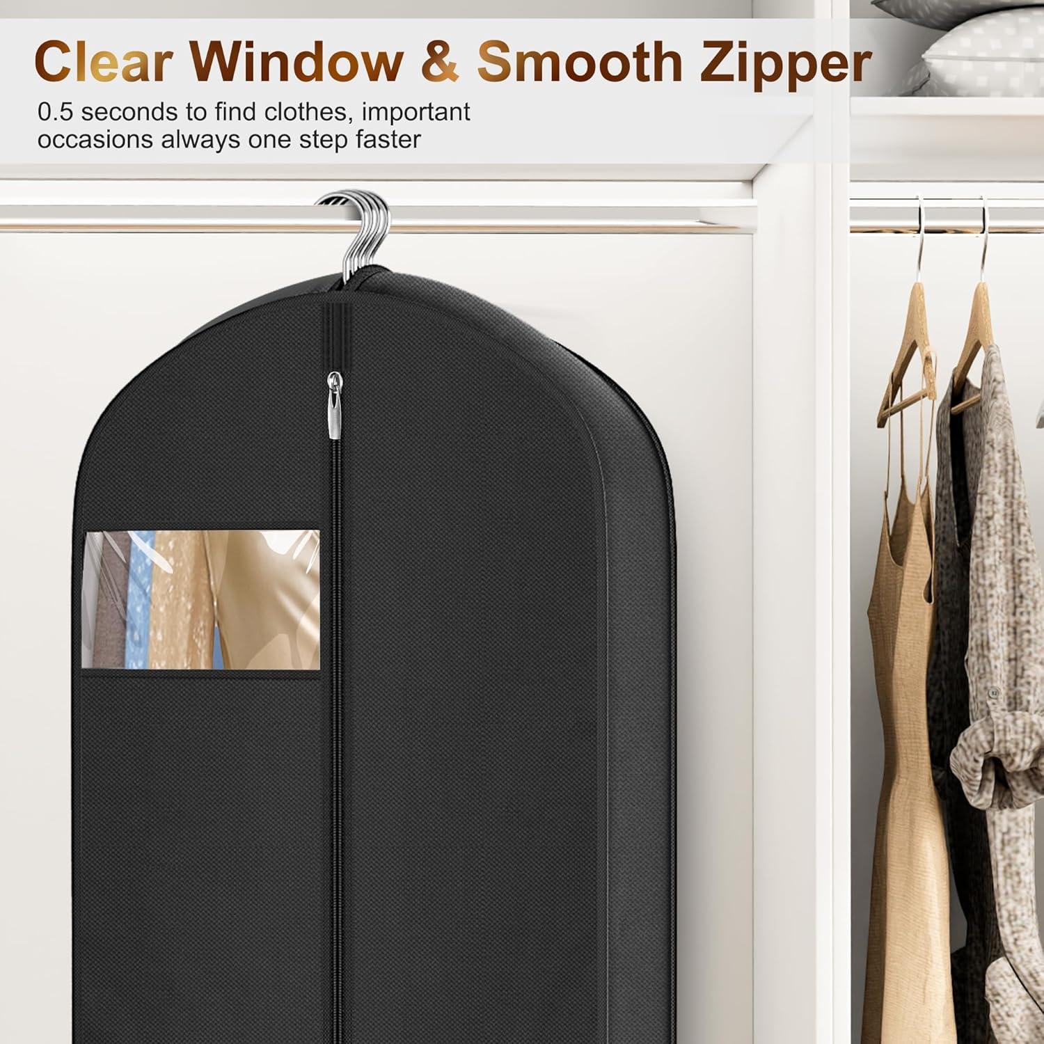 imageMISSLO 65quot Long Garment Bags for Travel for Women Heavy Duty Dress Bags for Gowns 4quot Gusseted Dress Protector Bag for Closet Storage Clothing Covers for Hanging Clothes Wedding Dresses Storage